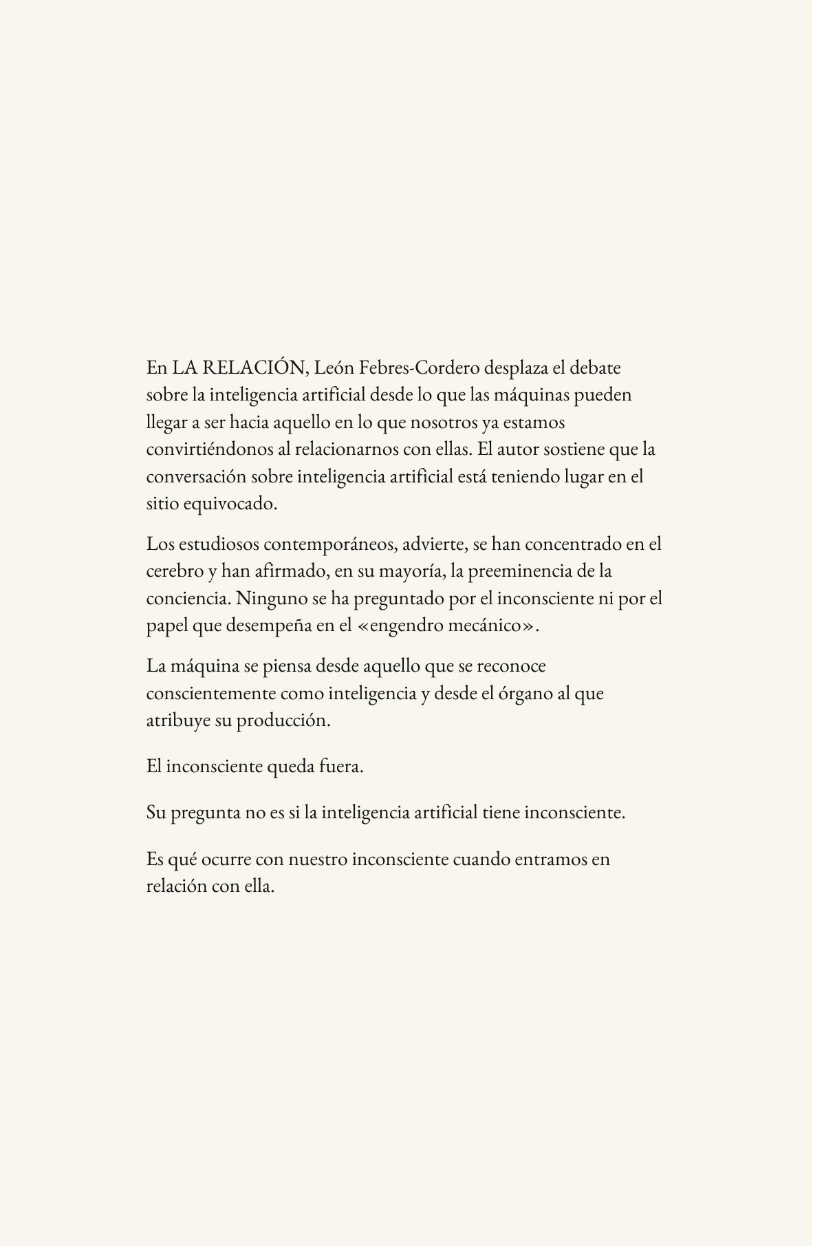 Contracubierta definitiva de La Relación